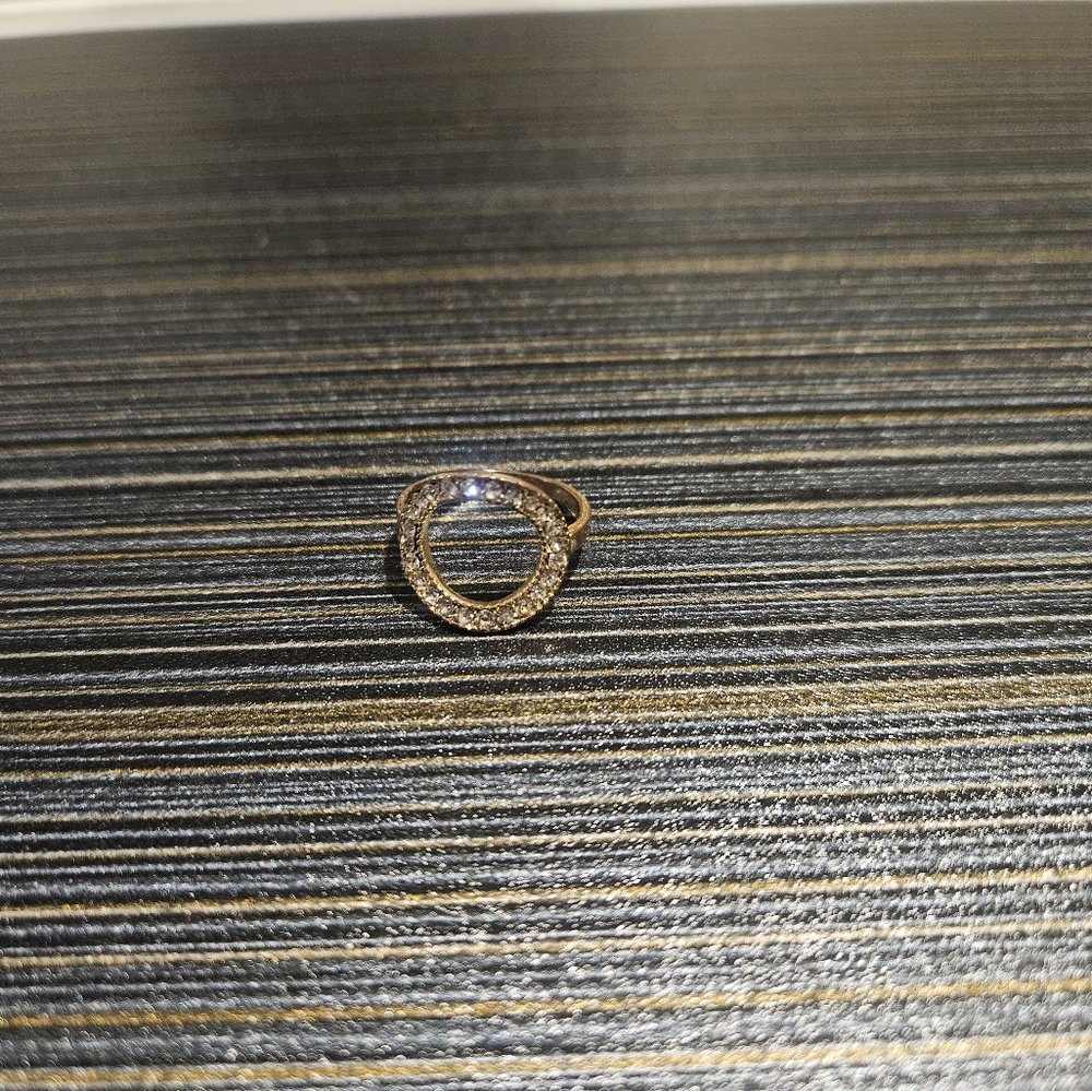 Gold and Crystal Circle Statement Ring size 7 - Picture 3 of 5